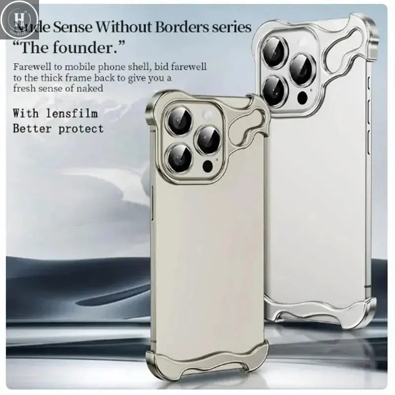 Luxury Alien Titanium Alloy Bumper Phone Case For iPhone 15 13 12 14 Pro Max 15Plus Metal Lens Film Protection Corner Pads Cover Halalzen UK