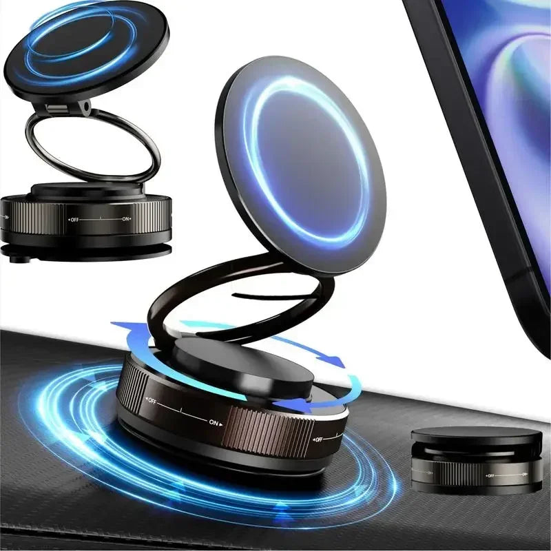 2025 New Premium Magnetic Car Mount! 360° Rotatable + Foldable Compact Design, Vacuum Suction Cup, Magsafe-Compatible