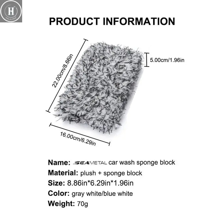 SEAMETAL Car Wash Microfiber Car Washer Sponge Car Care Detailing Brushes Washing Towel Sponge Block Car Cleaning Products HALALZEN