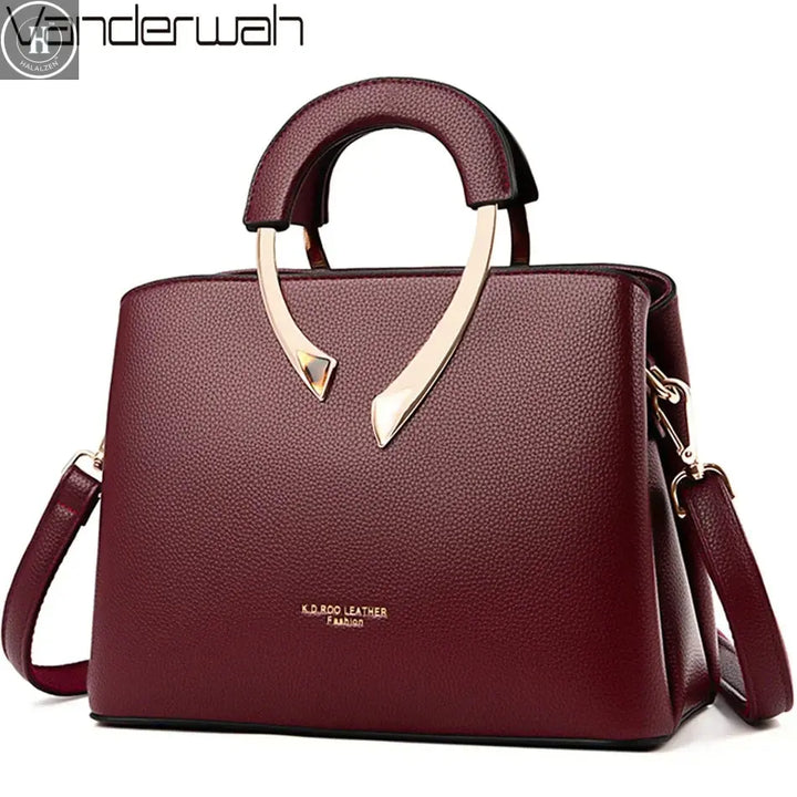 GENUINE VANDERWAH High Quality Pu Leather Casual Tote Luxury Handbags Women Bags Designer Shoulder Crossbody Bags for Women 2025 HALALZEN