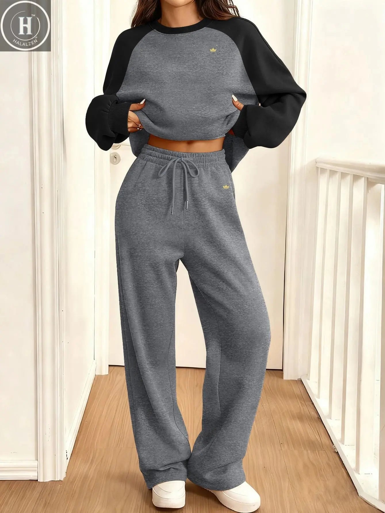 2026 Autumn Winter Fashion Loose Set Round Neck Sportswear Women's Two-Piece Outfit HALALZEN