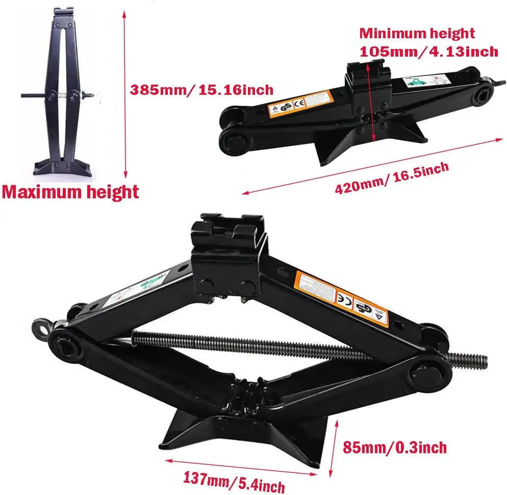 DayPlus Car Jack Trolley with Hand Crank,2Tonne for Cars, SUVs, MPV Small Trucks, Lifting Height 105-385 mm, Black