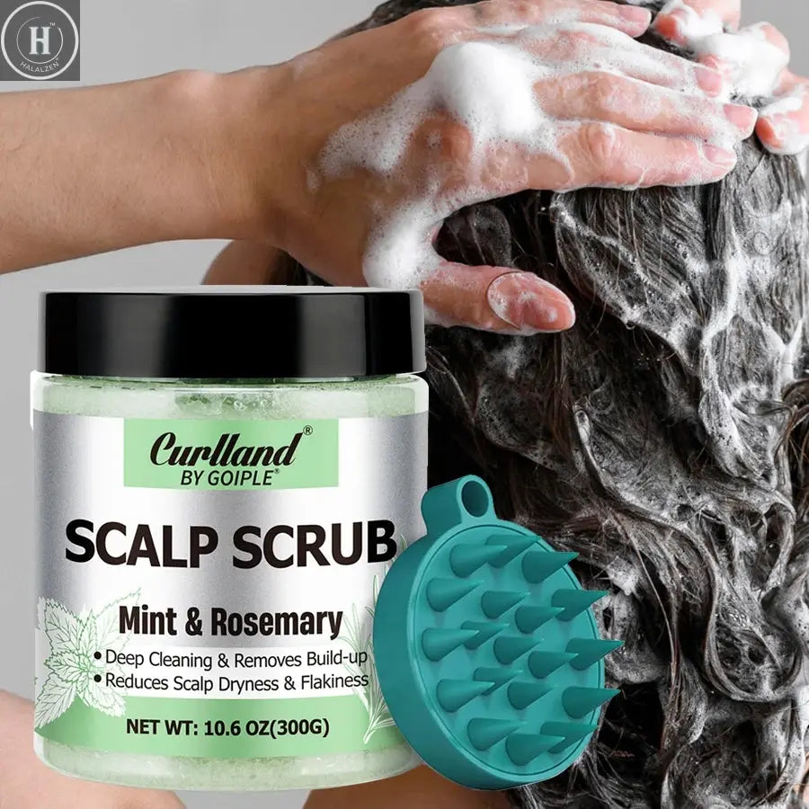 Scalp Scrub Mint & Rosemary Deep Clean Removes Build-up Moisturize Cool Soothe Hair Scalp or Exfoliating Scrub Silicone Massager HALALZEN