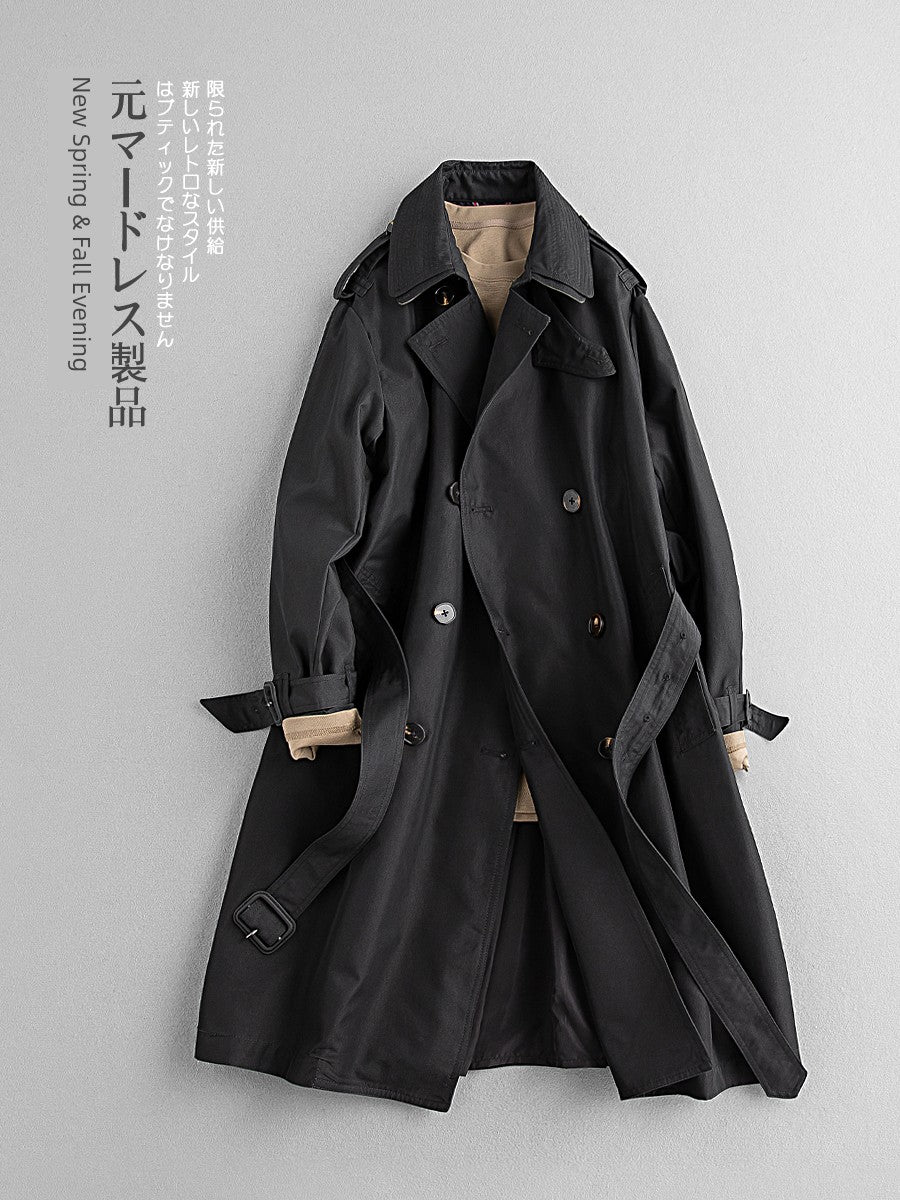 Retro Double Layer Jimingxian Mid Length Long Length Men's and Women's Trench Coat