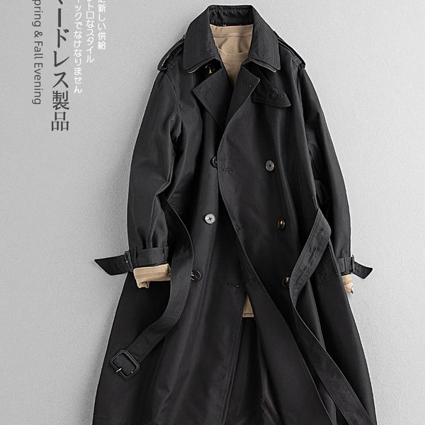 Retro Double Layer Jimingxian Mid Length Long Length Men's and Women's Trench Coat