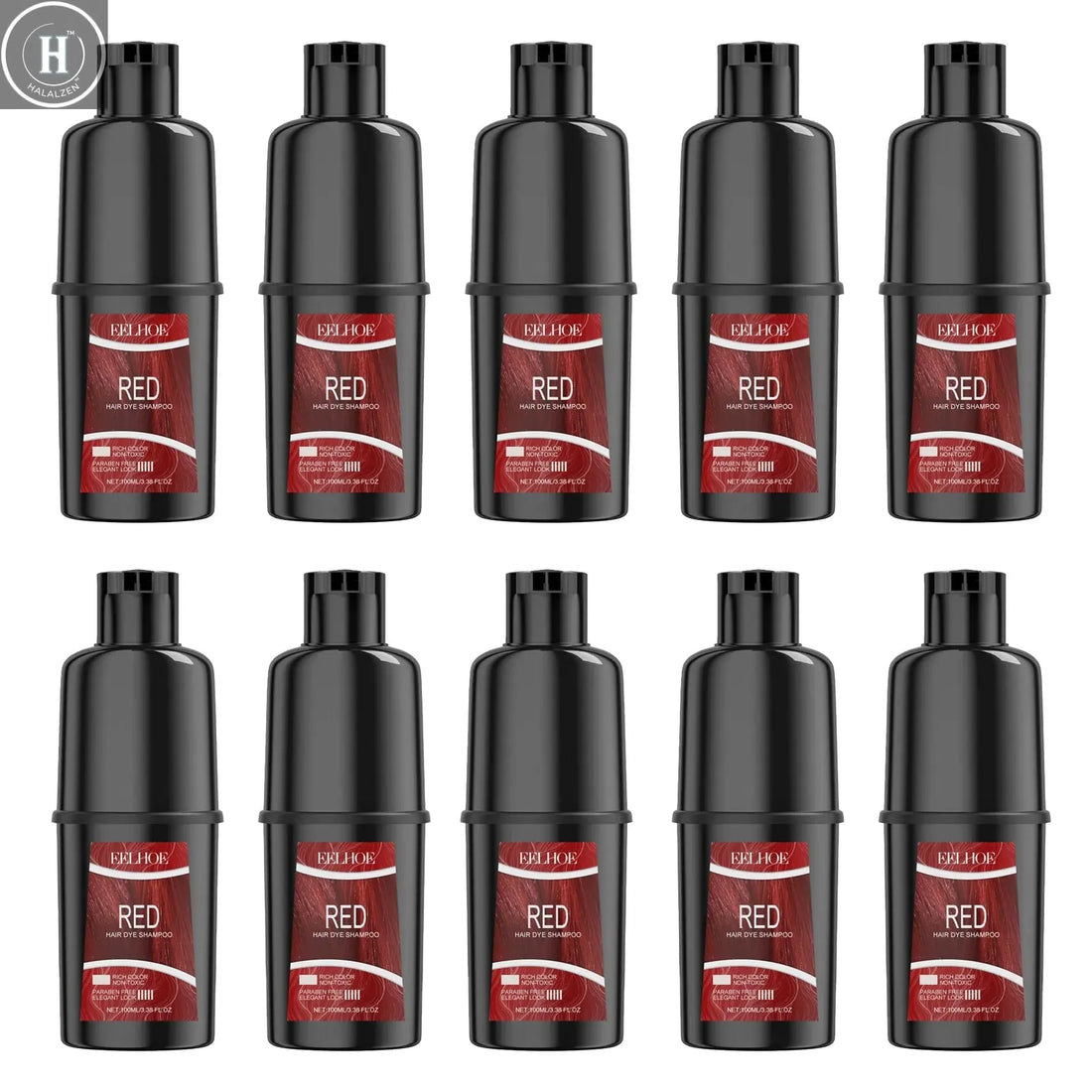 EELHOE 100ml Red Hair Color Shampoo Herbal Extracts Nourishing Care Long-Lasting Color Gentle Healthy Dyeing for All Hair Types HALALZEN