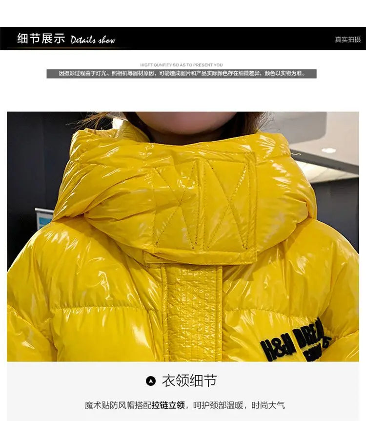 2024 New Waterproof Coats Fashion Winter Down Cotton Jacket Womens Glossy Colorful Femme Thick Warm Long Hooded Puffer Parkas