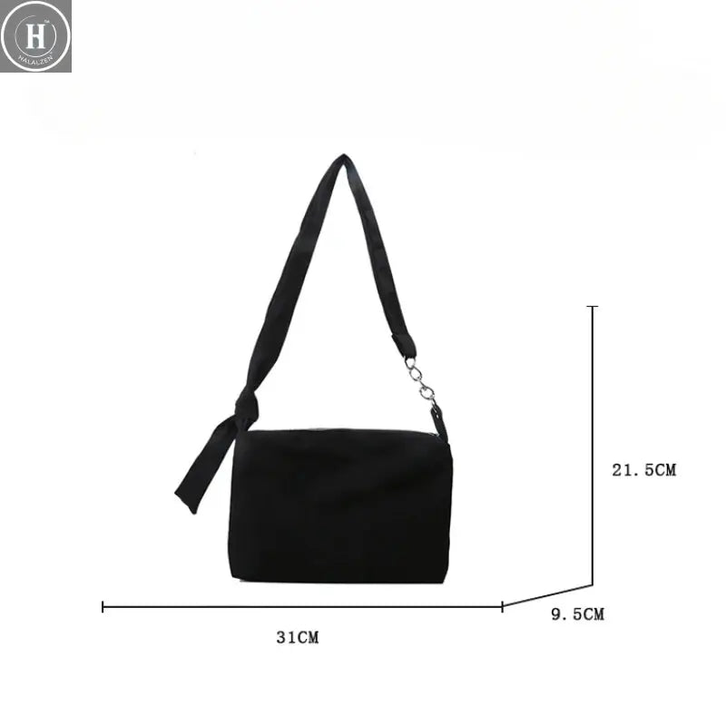 Black Crossbody for Women Girls Handbag Shopper Casual Solid Simple Chain Knotted Straps Messenger Shoulder Totes Bags HALALZEN