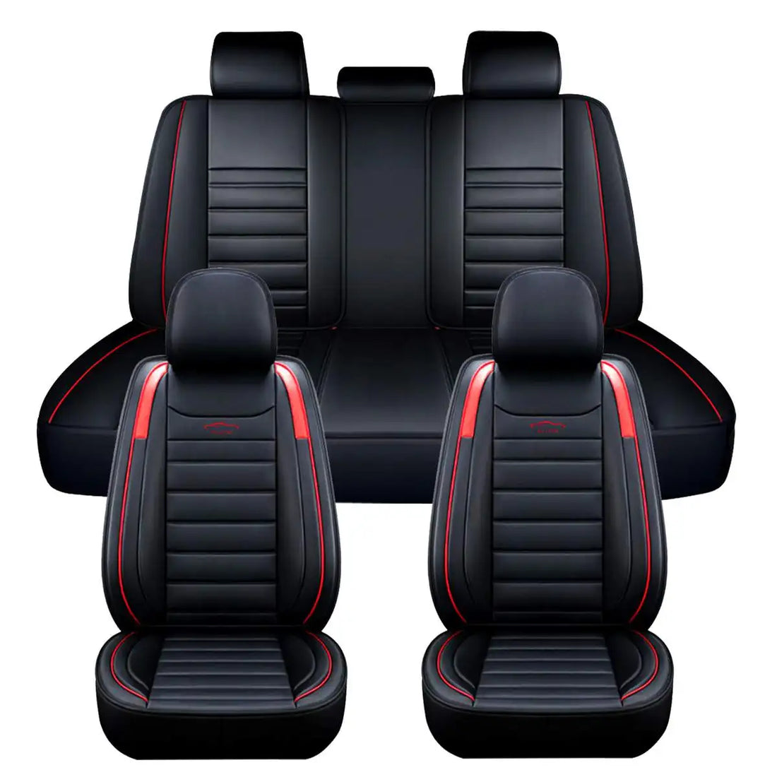 11Pcs 5 Seater Front+Rear Full Set Front Car Seat Cover Cushion Protector Deluxe PU Leather Waterproof SUV Truck Seat Cushion