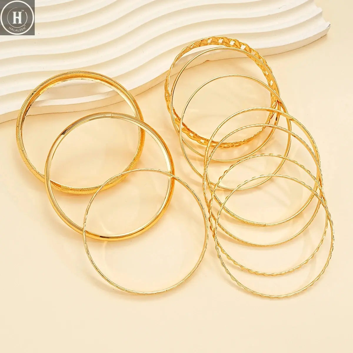 10 Pcs Punk Trendy Multilayer Bracelets Set for Women Elegant Delicate Twist Sparkling Adjustable Bangles Jewelry Couples Gifts HALALZEN