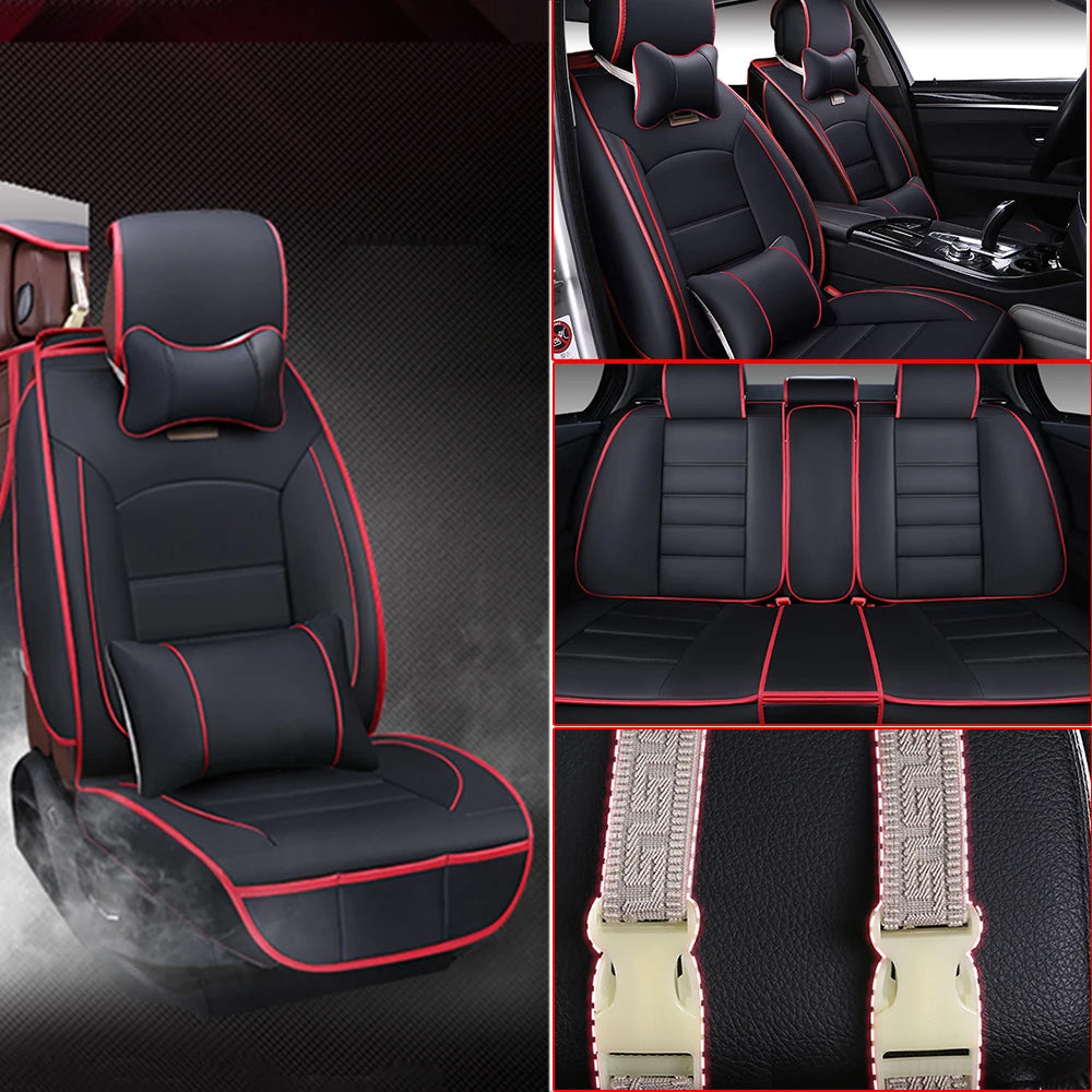 SUV Front And Rear Car Seat PU Leather 5-Seats Cover Cushion Full Set Universal