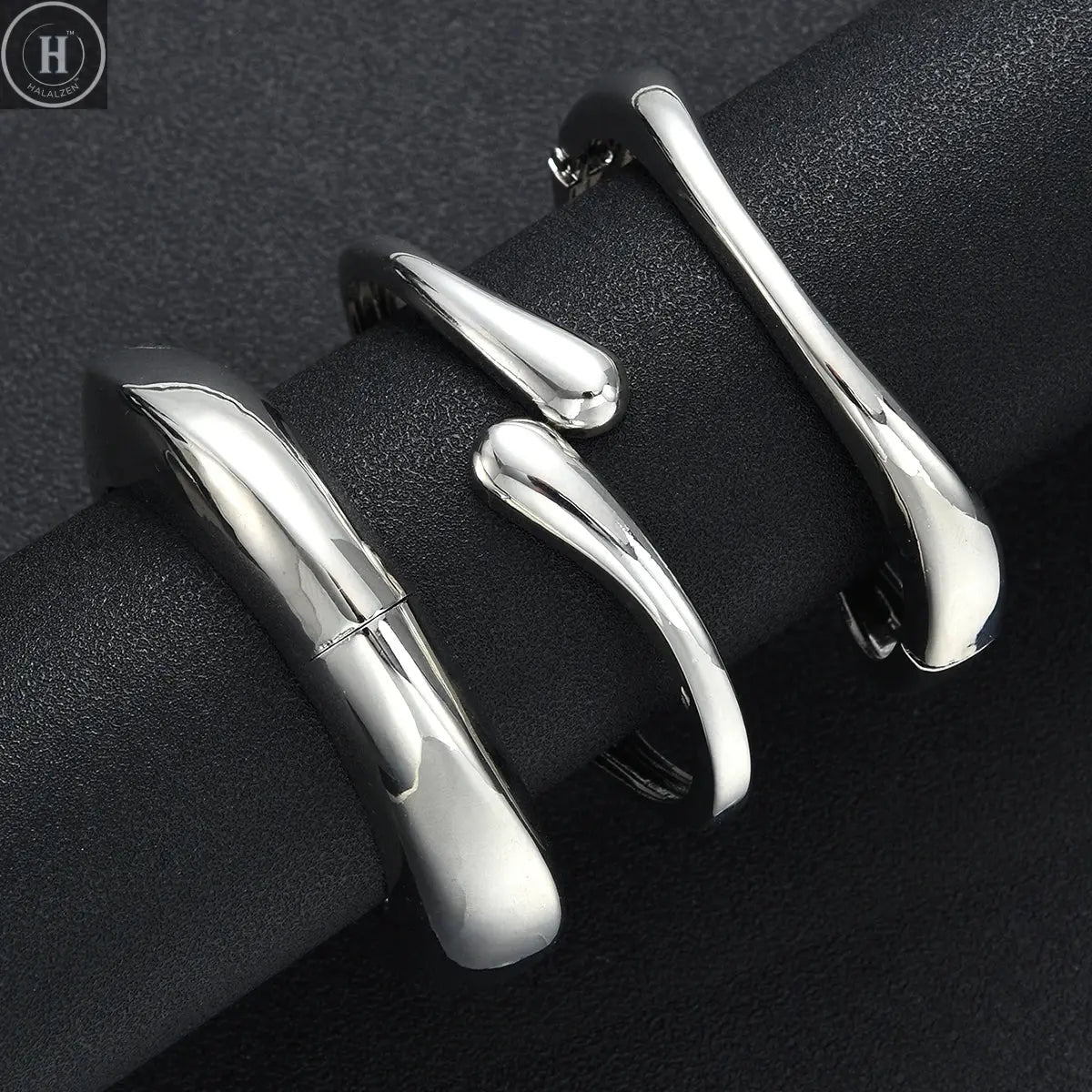 3/6pcs Vintage Minimalist Exaggerated Open Bangle Set for Women Luxury Asymmetrical Metal Water Drop Snake Cuff Bracelet Jewelry HALALZEN