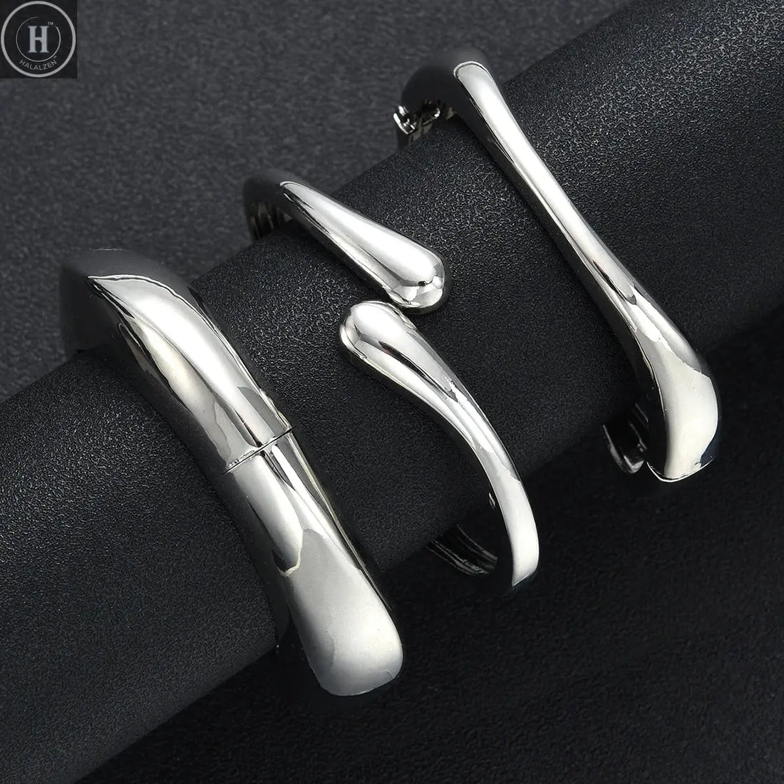 3/6pcs Vintage Minimalist Exaggerated Open Bangle Set for Women Luxury Asymmetrical Metal Water Drop Snake Cuff Bracelet Jewelry HALALZEN