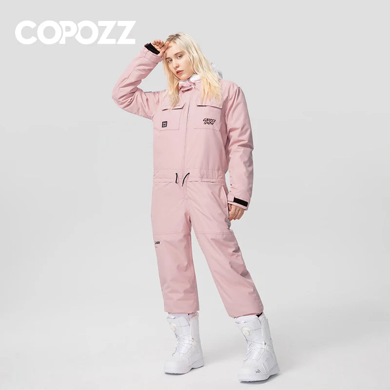 COPOZZ Winter Ski Suit Men Women Waterproof Warm Ski Overalls Outdoor Sports Snowboard One Piece Ski Jumpsuit Skiing Clothing