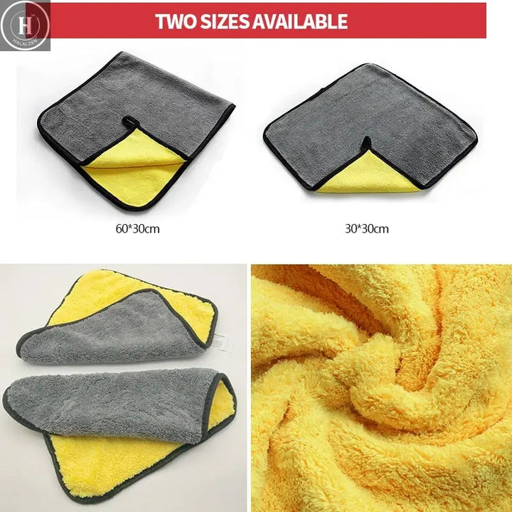SEAMETAL Microfiber Car Wash Towel Ultra-Soft Scratch-Free Car Cleaning Towel Double-Side 400GSM Drying Cloth High Absorbency HALALZEN