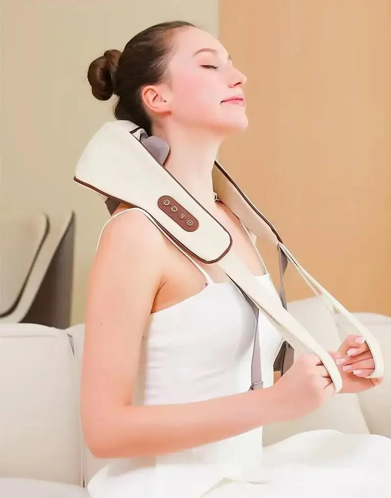 2025 Bionic Neck Shoulder Massager Kneading Massager Shawl 3-Level Modes Neck Cervical Waist Leg Body Muscles Massage Pillow