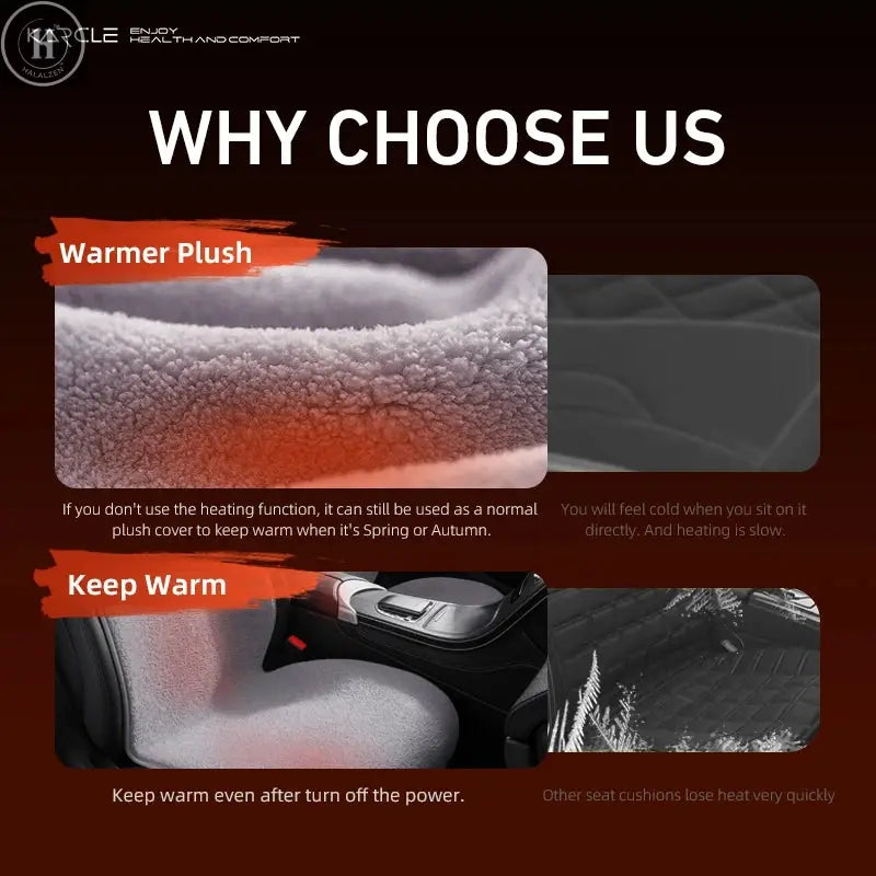 Heated Car Seat Cover Fleece Graphene Fast Car Seat Heater 12/24V Warm Plush Seat Protector Car Heating Mat Winter Seat Cushion HALALZEN