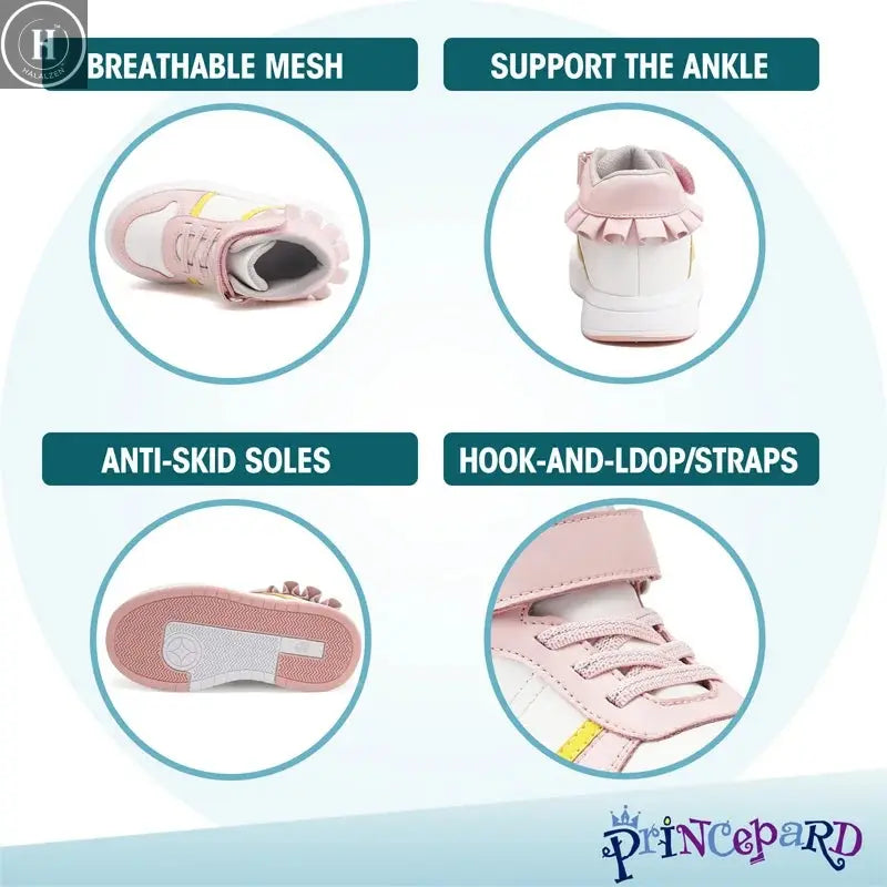 Child sneakers Princepard Orthopedic Shoes with Arch Support Pink Lace Decorate for Girls Casual Footwear with Arch Support Halalzen UK