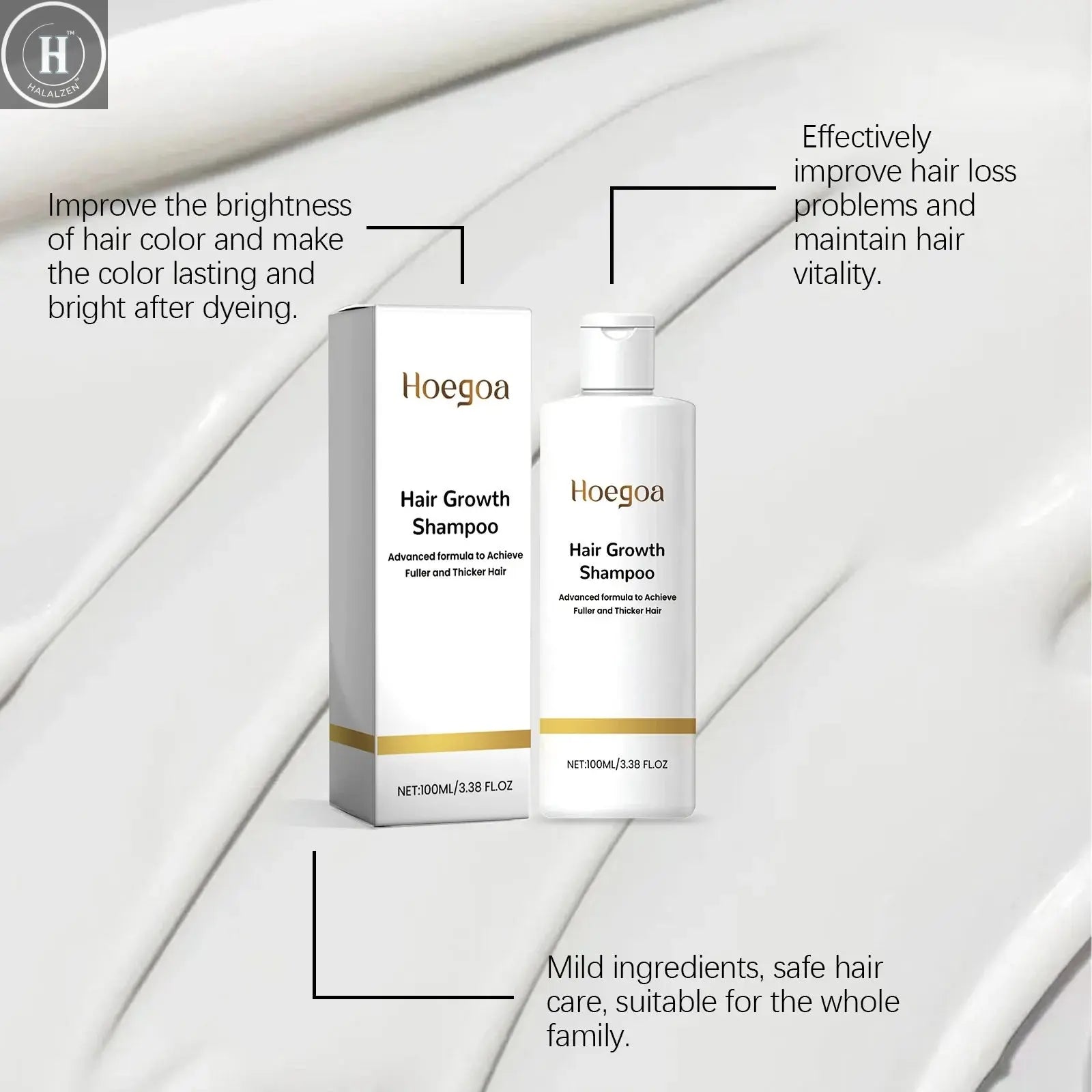 Hair Growth Shampoo Strengthening Hair Roots Oil Control Anti Dandruff Scalp Cleaning Rice Water Moisturizing Nourishing Shampoo HALALZEN