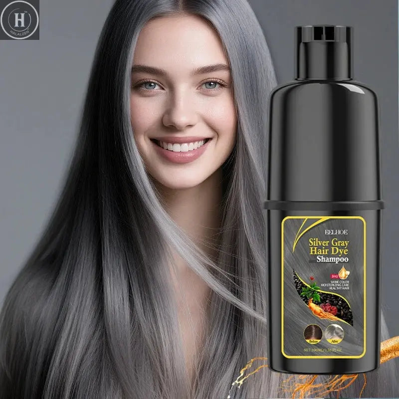 100ml Gray Color Hair Dye Shampoo 3 in 1 Oil Control Clean Hair Restoration Damage Repar Professional Hair Colors Dye Shampoo HALALZEN