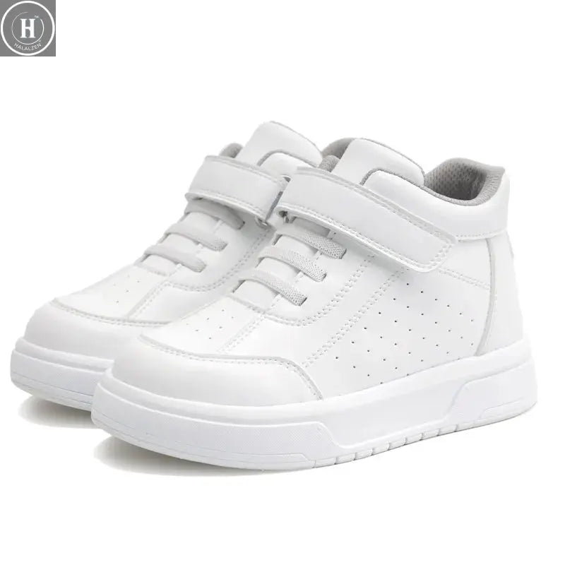 Princepard Orthopedic Kid Sneakers White Color Back to School Children's Casual Shoes for Girls Boys with High Top Arch Support Halalzen UK