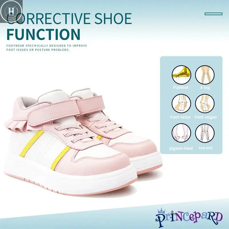 Child sneakers Princepard Orthopedic Shoes with Arch Support Pink Lace Decorate for Girls Casual Footwear with Arch Support Halalzen UK