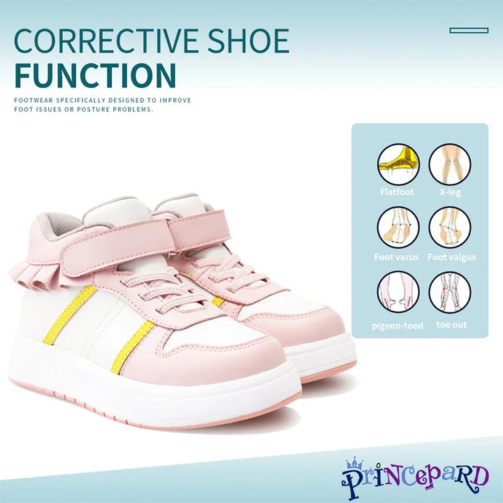 Child sneakers Princepard Orthopedic Shoes with Arch Support Pink Lace Decorate for Girls Casual Footwear with Arch Support