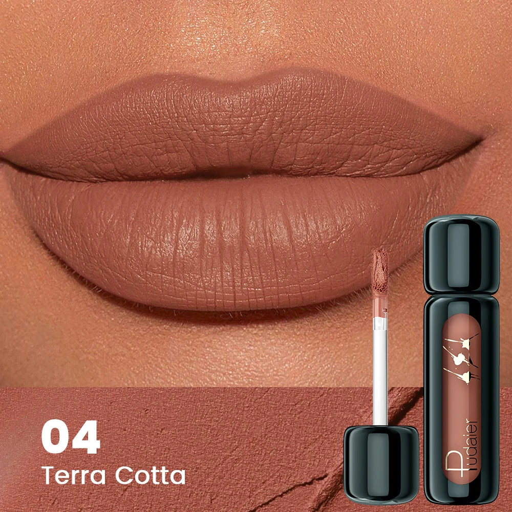 1pc Matte Velvet Lip Gloss, Highly Saturated Liquid Lip Mud, Non-Stick Long Lasting, All Skin Tones Compatible, 5 Shades Mixed P