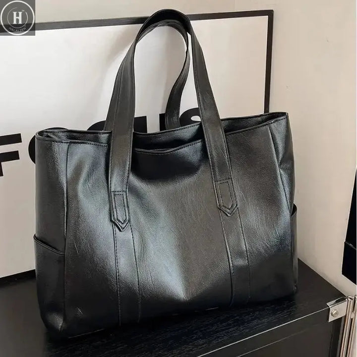 Fashion Design Women Solid Color Shoulder Bag Soft Pu Leather Commute Large Capacity Casual Tote Handbag Women's Shoulder Bag HALALZEN