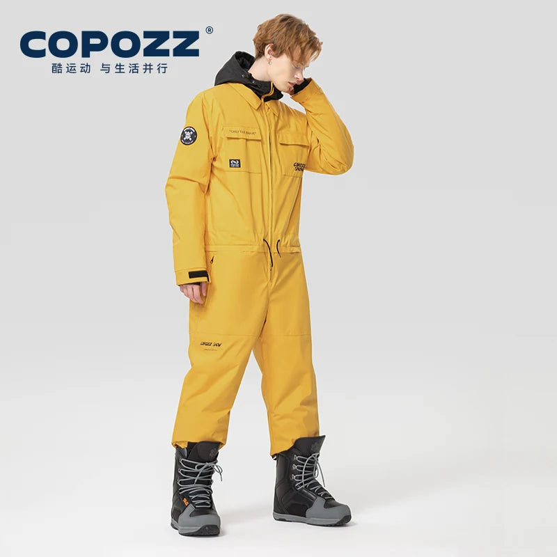 COPOZZ Winter Ski Suit Men Women Waterproof Warm Ski Overalls Outdoor Sports Snowboard One Piece Ski Jumpsuit Skiing Clothing