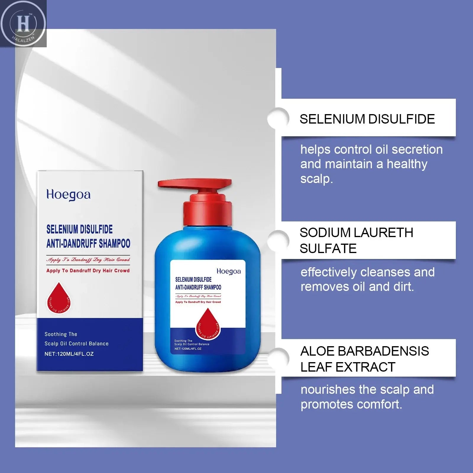 120ml Selenium Sulfide Shampoo Deep Cleansing Remove Dandruff Itchy Balance Oil Nourishing Restoration Hair Color Shampoo HALALZEN