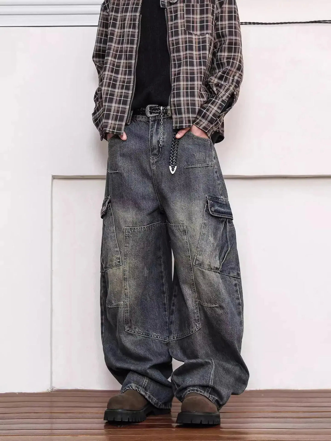 Baggy Barrel Jeans Wide Leg Cargo Jeans Loose Denim For Men And Women Halalzen UK