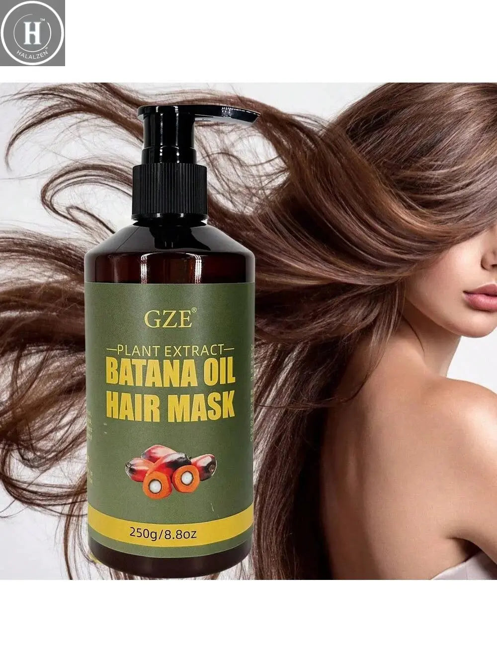 GZE Batana Oil Hair Mask - Deep Repairing for Damaged, Dry Hair - Intense Hydration - For Frizzy, Nourishes & Strengthens HALALZEN