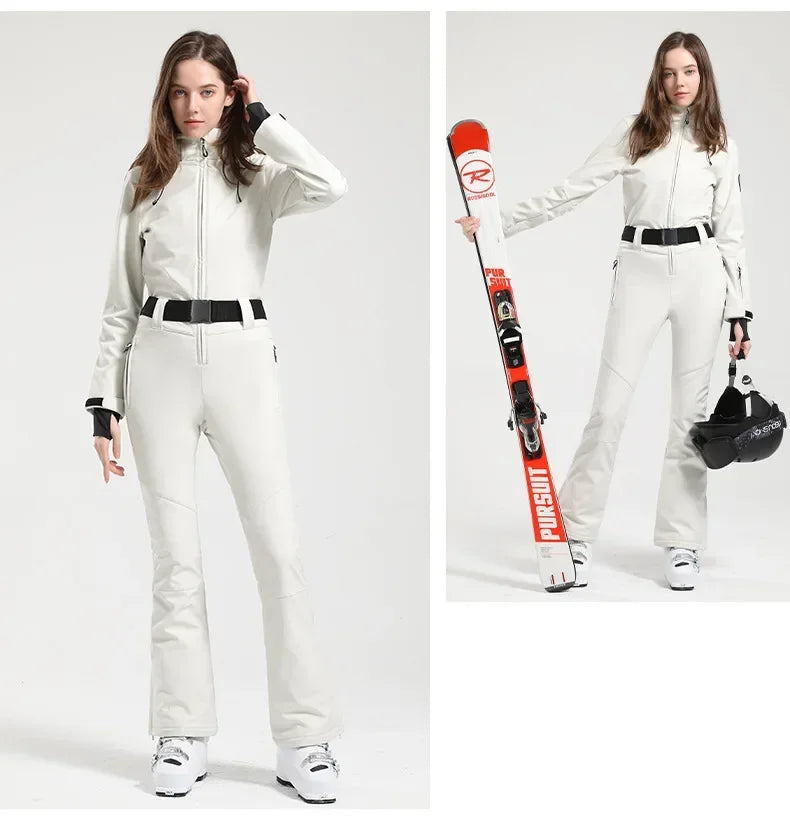 Women Ski Suit 2025 Slim Outdoor Snowboard Jacket Overalls Windproof Waterproof Warm Jumpsuit One-Piece Ski Set Winter Clothing