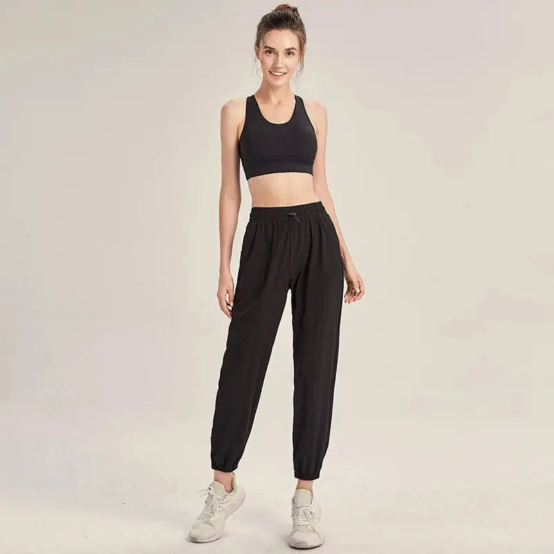 Women Pocket Sweatpants Solid Color Loose Fitness Yoga Pants Breathable Quick Dry Outdoor Jogger Pants Gym Trousers Clothes Halalzen UK