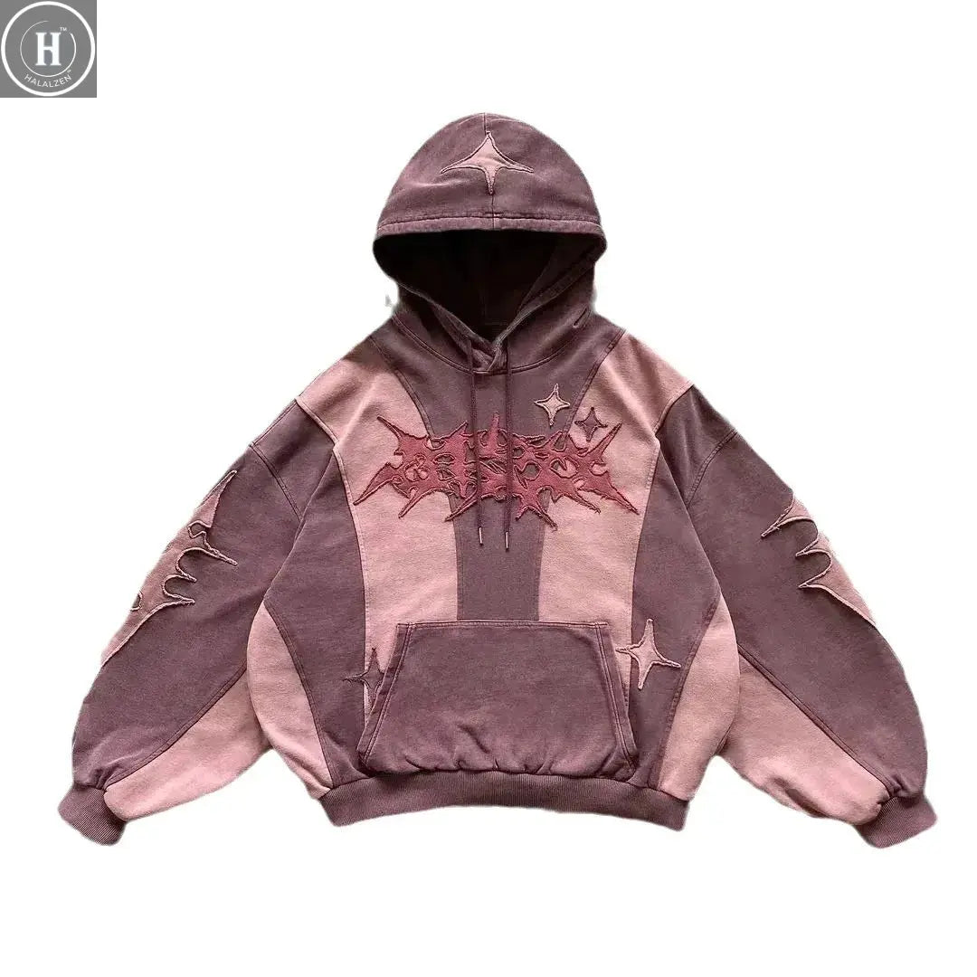 Street Sle Y2K Patchwork Hoodie ex Loose Casual Faionable Hooded Sweatirt Spring 2024 Long Sve Stripe Pattern HALALZEN