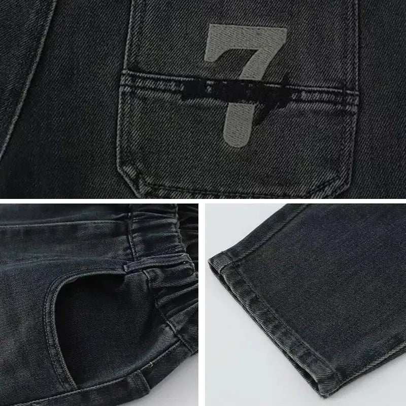 Boys Plush Warm Jeans Autumn Winter Kids Fashion Embroidered Letter Denim Pants Casual Loose Straight Trousers for 5-14 Years HALALZEN