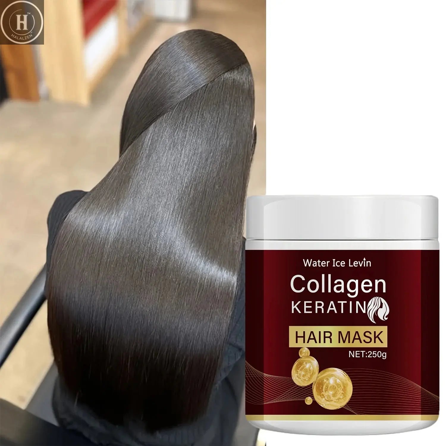 Collagen Keratin Hair Mask, Deeply Nourishes Dry and Damaged Hair, Enhances Elasticity - Rich in Argan Oil, Deeply Moisturizes and Smoothes HALALZEN