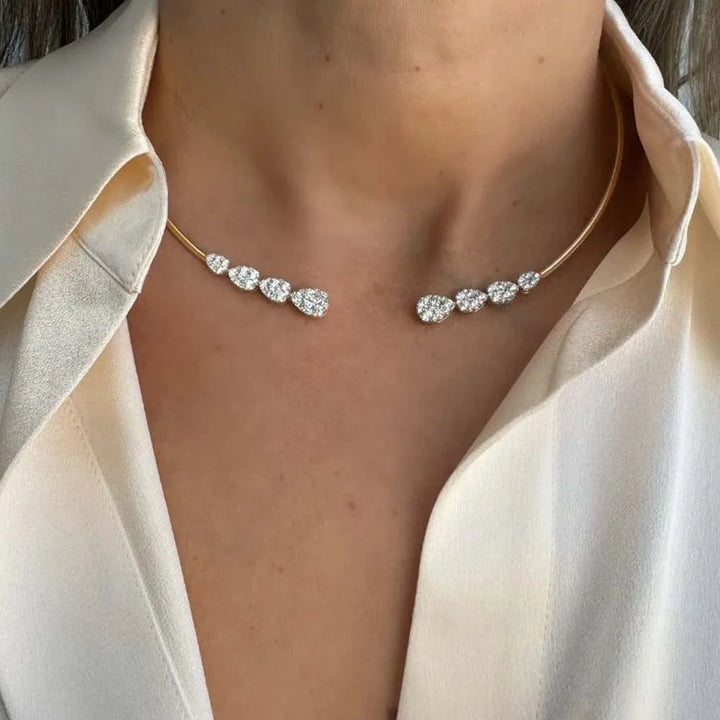 Stonefans Water Drop Choker Necklace Women Bling Neck Prom Accessories Rhinestone Fashion Sparkly Wedding Jewellery Party Collar