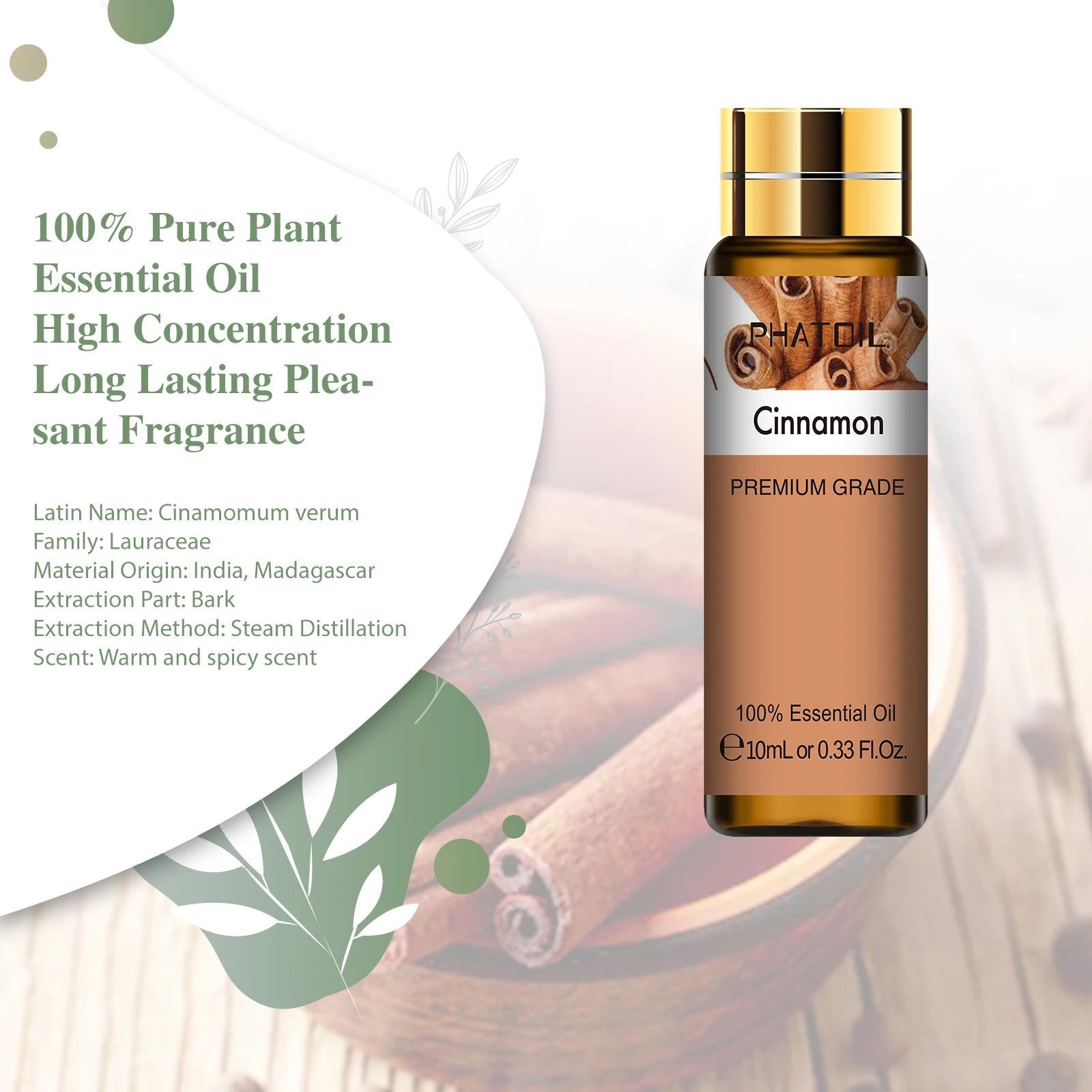 PHATOIL 10ml Sweet Orange Pure Essential Oil with Dropper for Humidifier Diffuser Myrrh Pine Needles Tangerine Thyme Aroma Oils HALALZEN