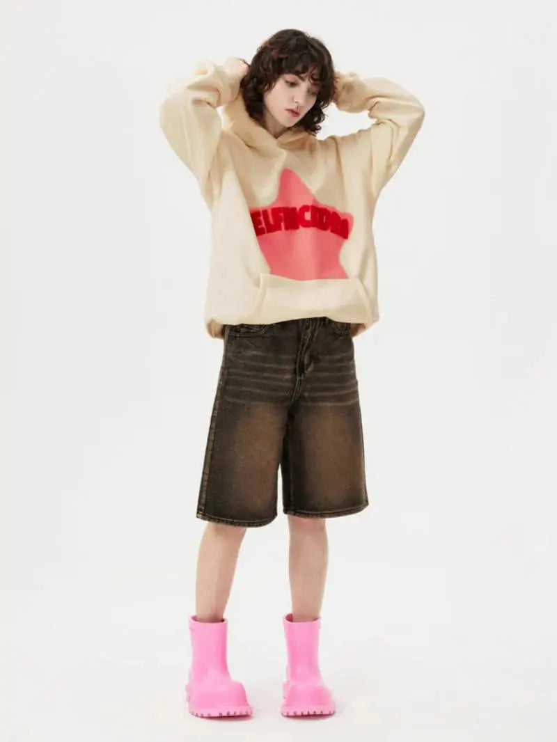 2024 Fall hip hop street graffiti hoodie women's retro casual sports baggy hoodie HALALZEN