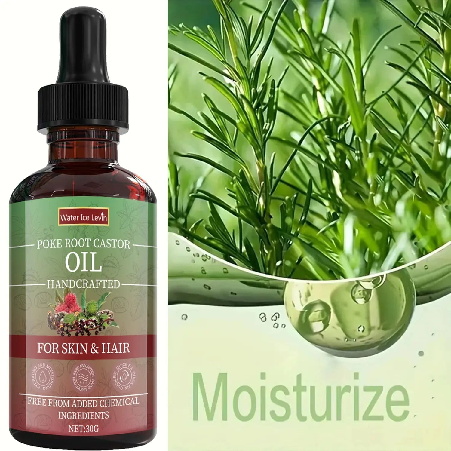 Poke Root Castor Oil for Skin & Hair - Natural Handcrafted Blend, Deep Moisture, Winter Nourishment, Chemical-Free Formula HALALZEN