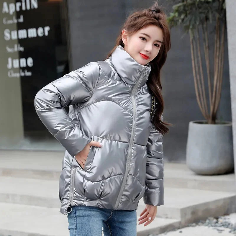 2022 New Winter Jacket Women Parkas Glossy Warm Thicken Coat Female Cotton Padded Parka Waterproof Outwear Loose Snow Jacket