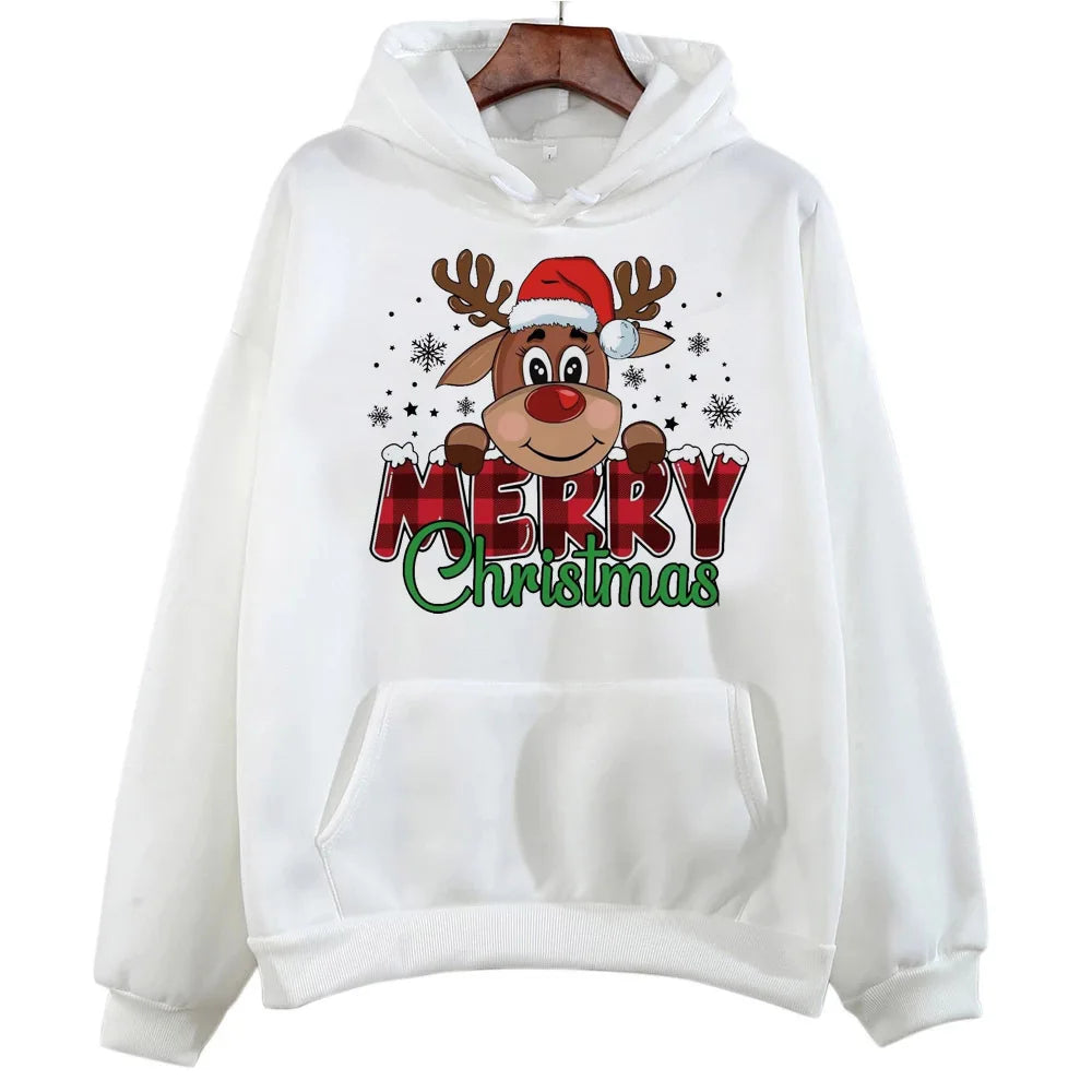 Christmas hoodie graphic funny harajuku kawaii pattern Japanese women pullover comfortable anime soft fabric Japanese