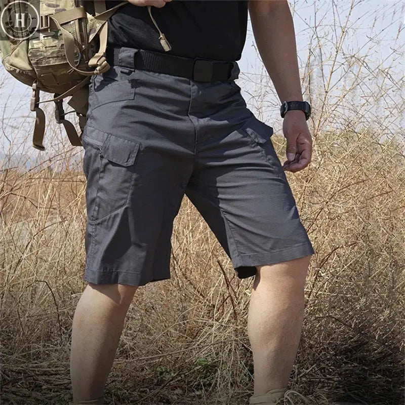Outdoor Multi-Pocket Shorts Mens Summer Tactical Casual Shorts Waterproof Quick-dry Combat Pants Lightweight Training Shorts HALALZEN