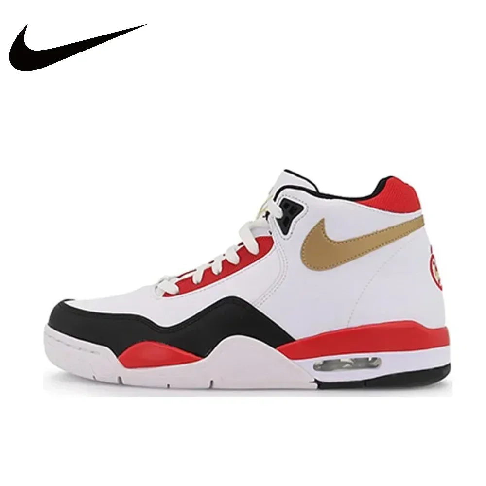 NIKE Original Flight Legacy comfortable and versatile men's mid-top retro basketball shoes red and white