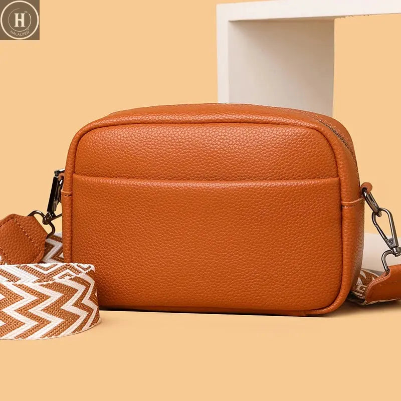 100% Genuine Leather High Quality Soft Cowhide Female Messenger Bag Sac Women Handbags Fashion Designer Brand Small Shoulder Bag HALALZEN