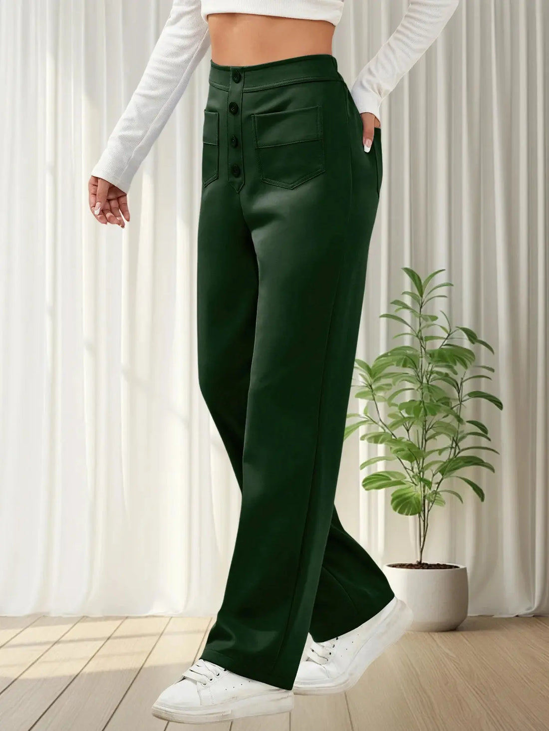 Women Sweatpants 2024 High-Waisted Multi-Pocket Cargo Pants Elegant Full-Length Casual Pants Blackish Halalzen UK