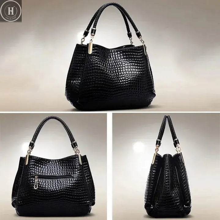 Women's Bag Large Capacity Tote Daily Commute Women's Shoulder Bag Crocodile Print Bright Face Handbag Shopping HALALZEN