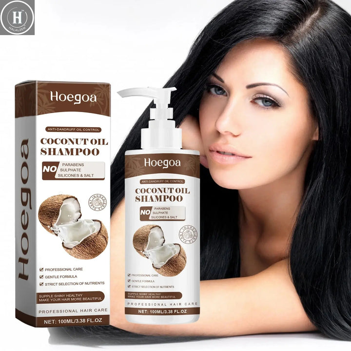 Coconut Oil Shampoo Ginger Extract Deep Cleansing Scalp Nourishing Voluminous Hair Strengthening Moisturizing All Hair Types HALALZEN